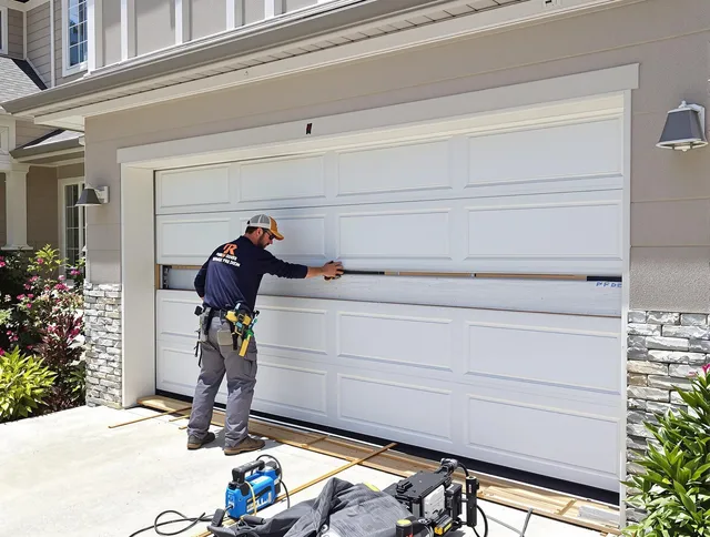 Kingston Garage Door Repair team performing complete garage door replacement at Kingston residence