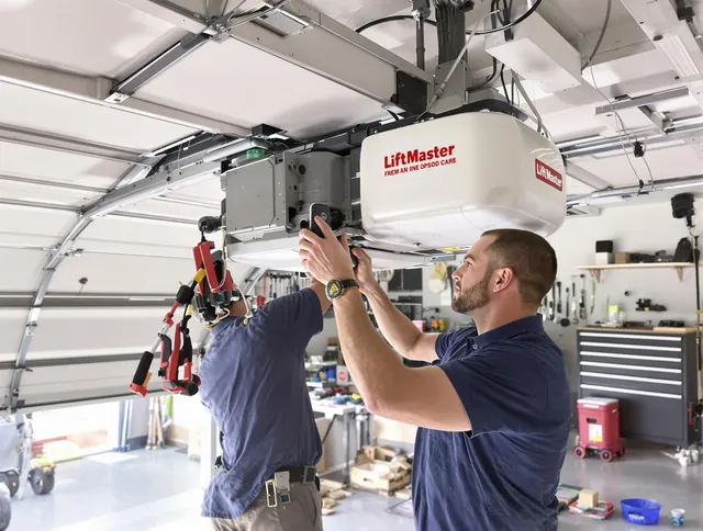 Kingston Garage Door Repair technician performing advanced diagnostics on garage opener in Kingston